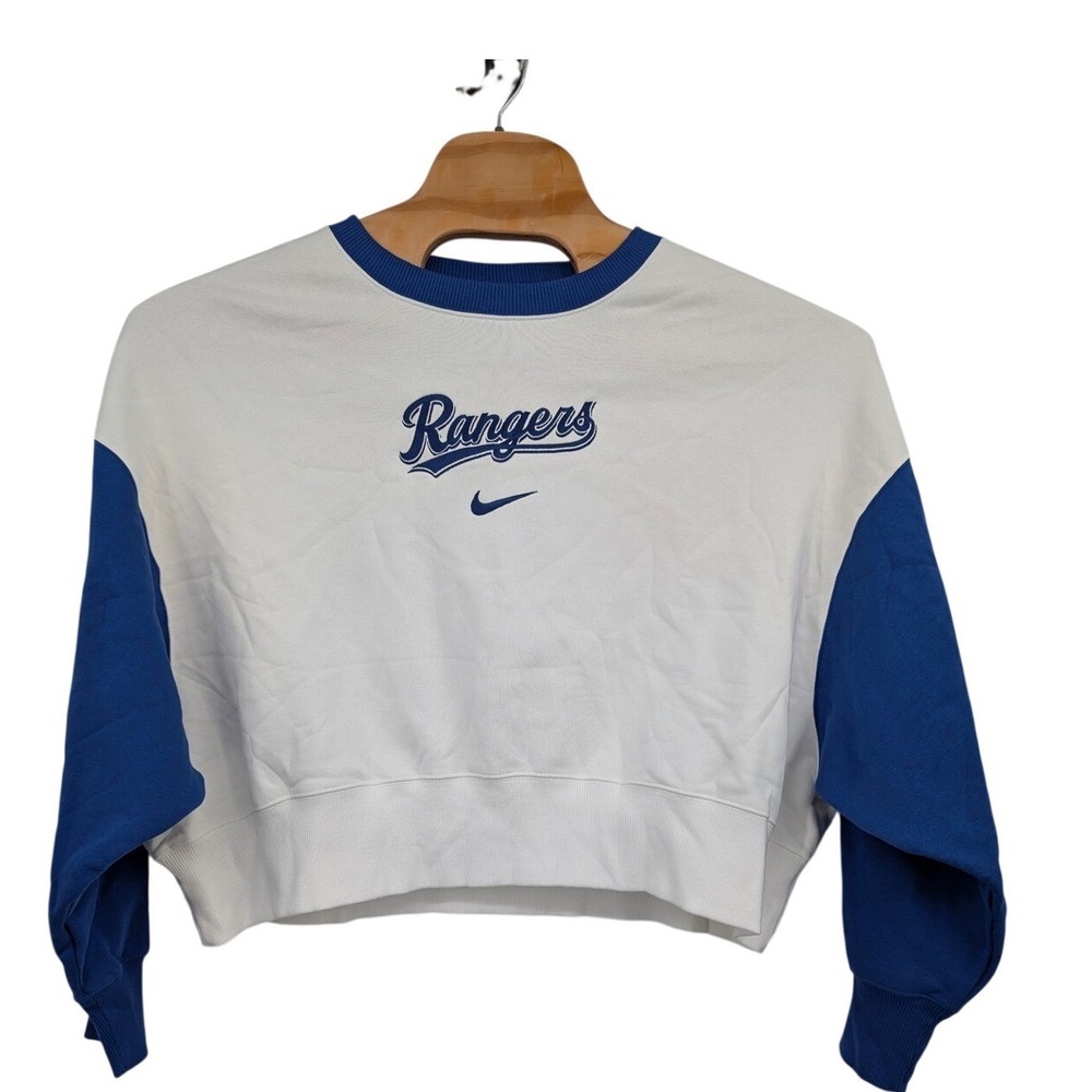 Nike MLB Texas‎ Rangers Cropped Crewneck Oversized High Hip Fleece Sweatshirt M